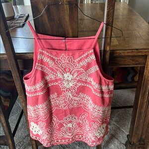Embroidered coral Women's Top